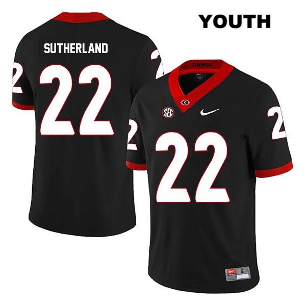 Georgia Bulldogs Youth Jes Sutherland #22 NCAA Legend Authentic Black Nike Stitched College Football Jersey YFI6256SI